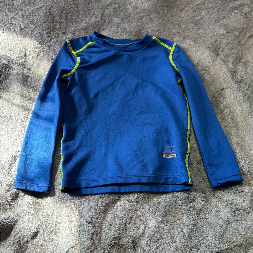 adidas Kids Blue Rashguard with Neon Accents